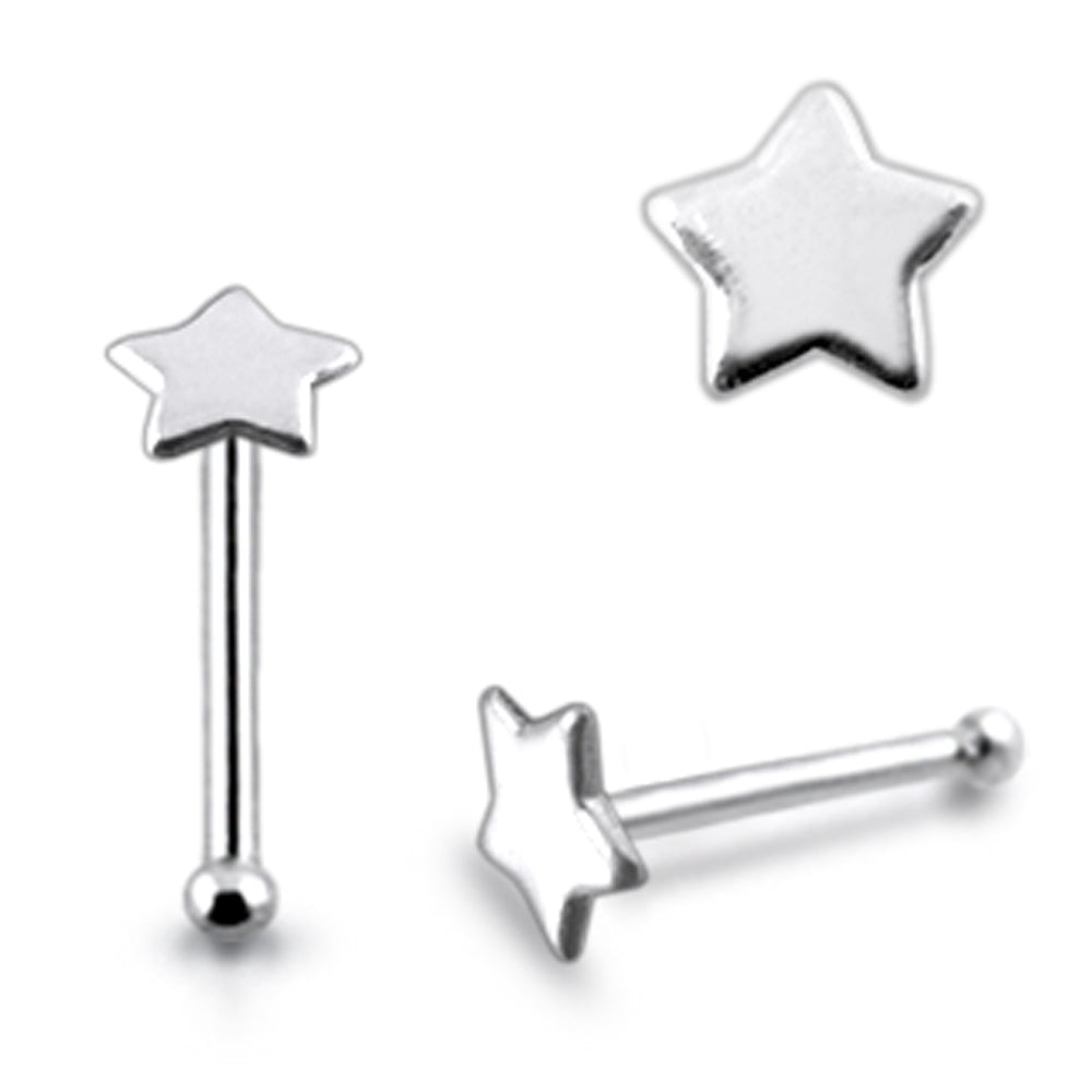 Plain Tiny Star Ball End Nose Pin