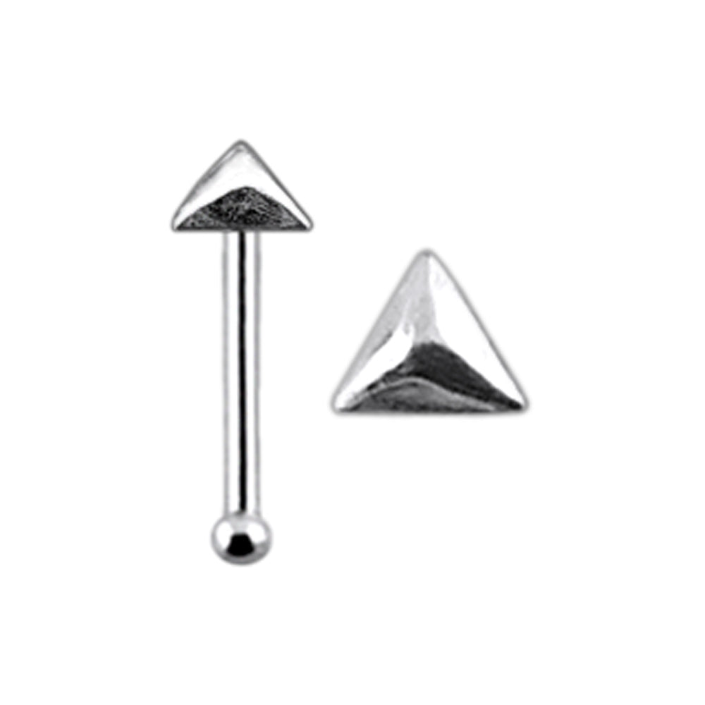 Plain Triangle Pyramid Ball End Nose Pin