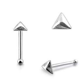 Plain Triangle Pyramid Ball End Nose Pin