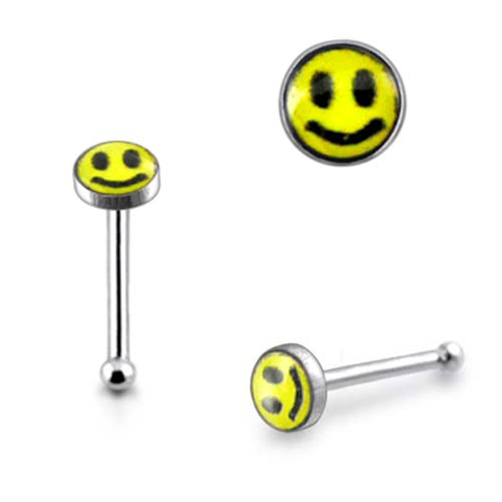 3mm Smiley Face Ball End Logo Nose Pin