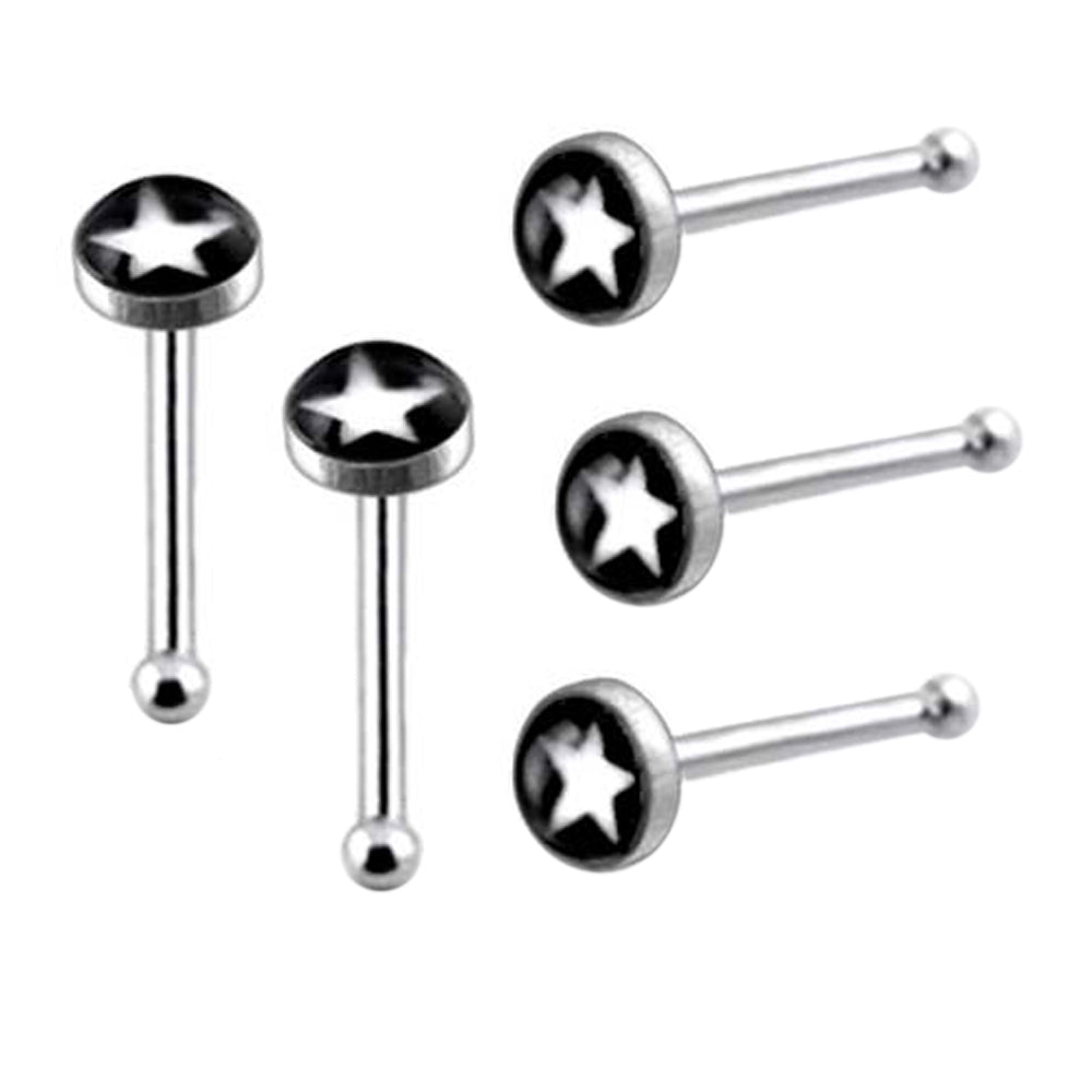 3mm Pentagon Star Ball End Logo Nose Pin