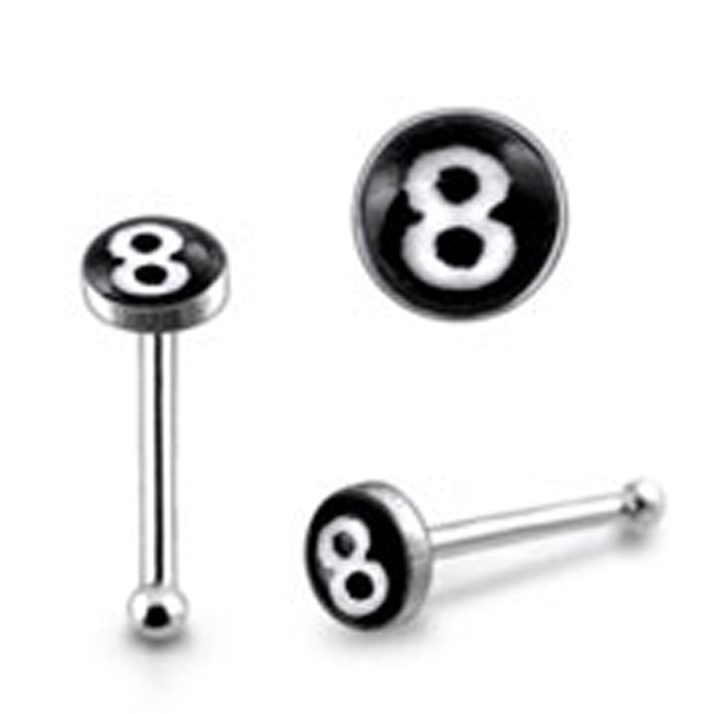 3mm Number Eight Ball End Logo Nose Pin