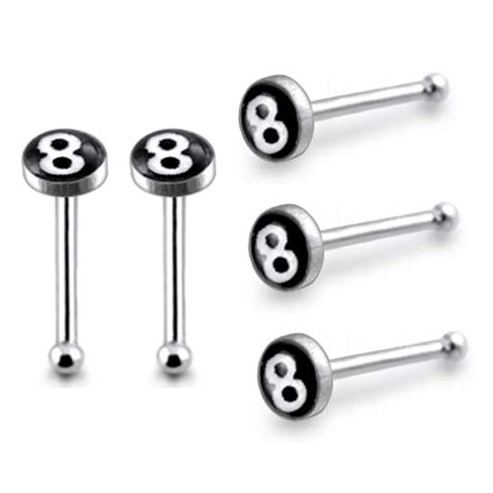 3mm Number Eight Ball End Logo Nose Pin