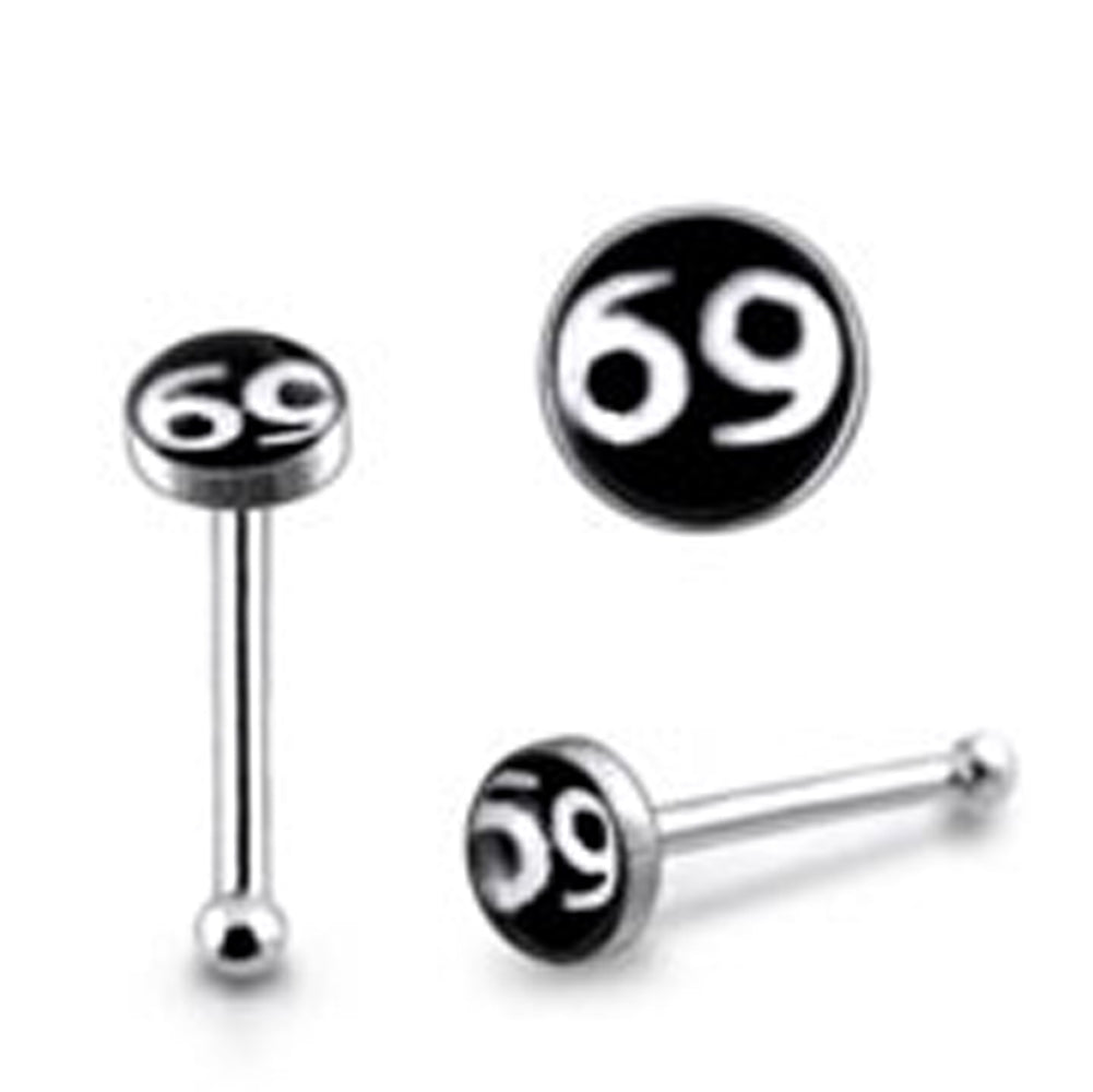 3mm Number Sixty Nine Ball End Logo Nose Pin