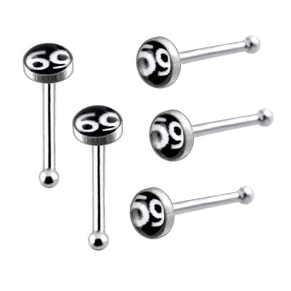 3mm Number Sixty Nine Ball End Logo Nose Pin