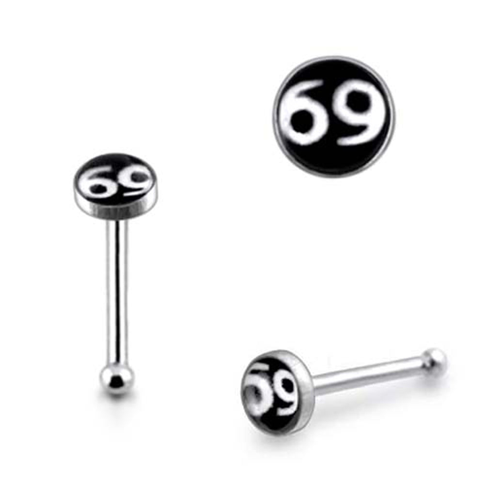 3mm Number Sixty Nine Ball End Logo Nose Pin