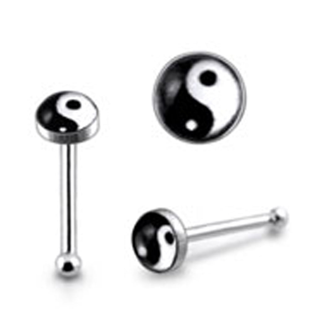 3mm Ying Yang Ball End Logo Nose Pin