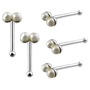 Double Pearl Ball End Nose Pin