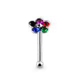 Dark Gem Flower Ball End Nose Pin