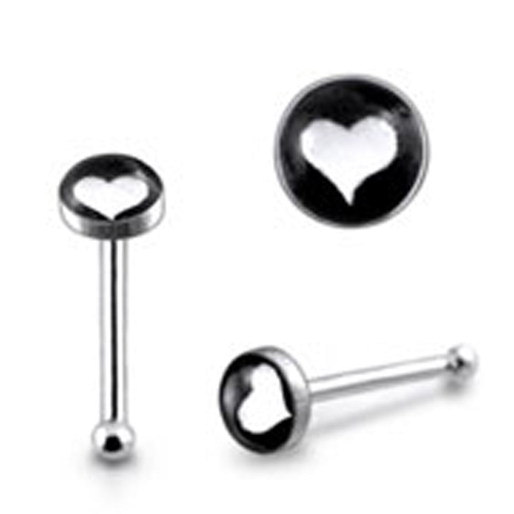 3mm White Heart Ball End Logo Nose Pin