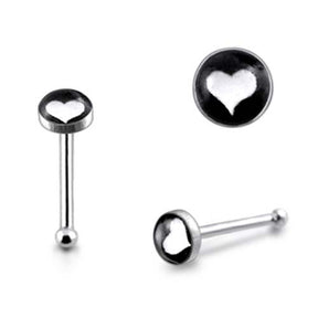 3mm White Heart Ball End Logo Nose Pin