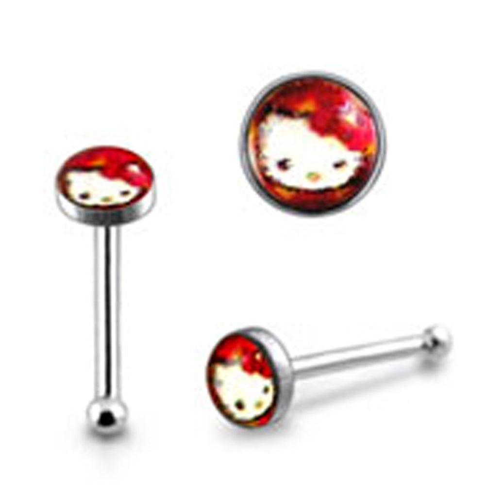 3mm Red Kitty Ball End Logo Nose Pin