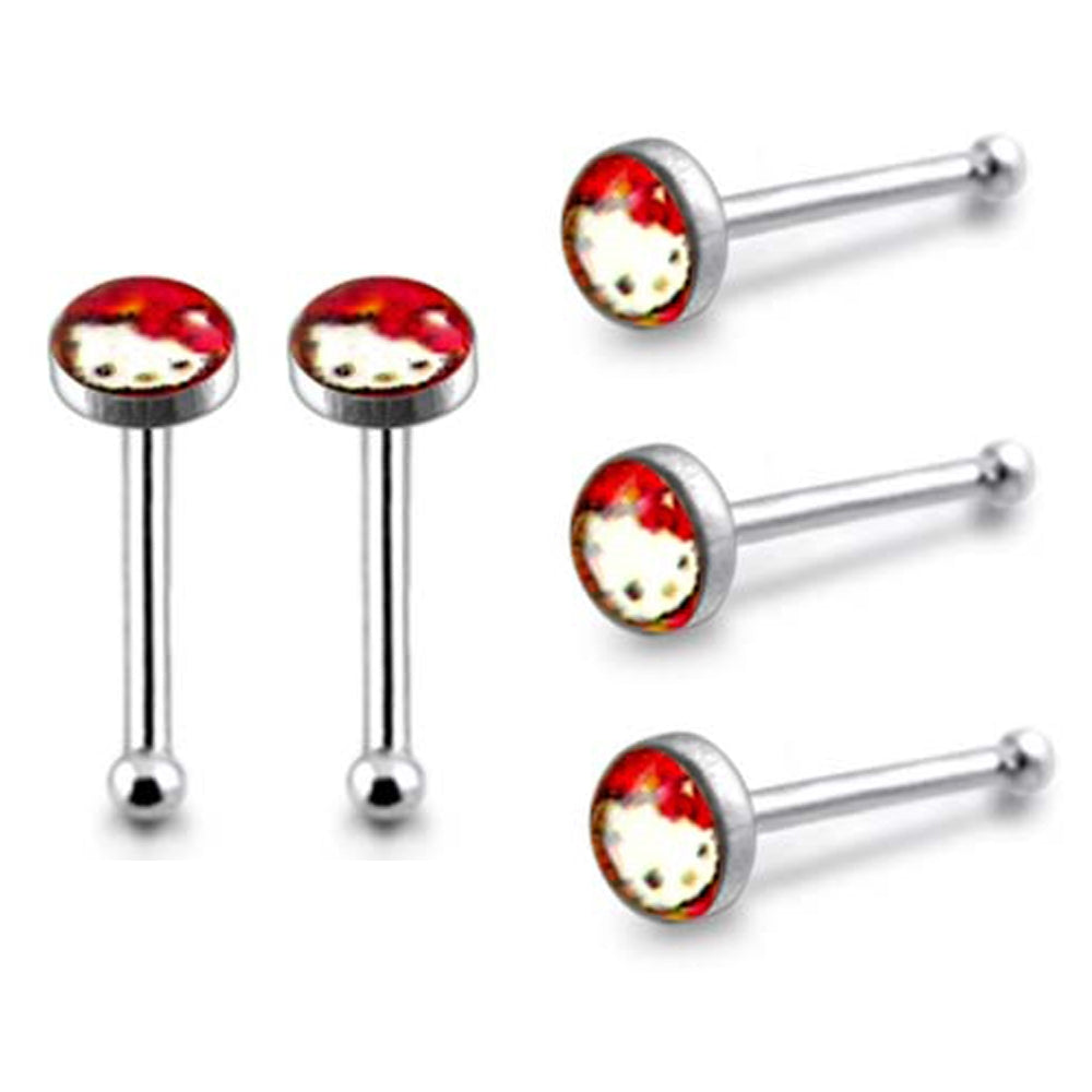 3mm Red Kitty Ball End Logo Nose Pin