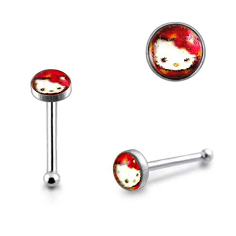 3mm Red Kitty Ball End Logo Nose Pin