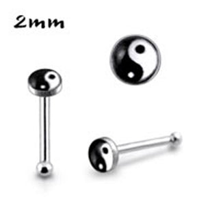 2mm Ying Yang Ball End Logo Nose Pin