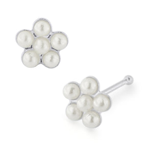 925 Sterling Silver Pearl Flower Nose Bone Stud in Box- 20 pieces