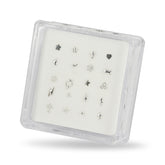 20 Mixed Designs 925 Sterling Silver Nose Studs in Box