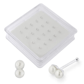 925 Sterling Silver Twin Pearl Nose Bone Stud in Box- 20 Pieces