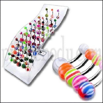 Body Piercing 43PCS. SYEEL UV MIX BELLY RING W/ DISPLAY F.S.