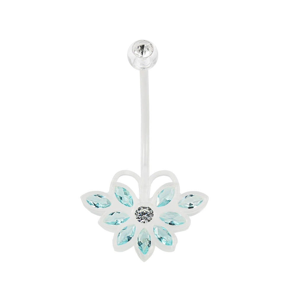 14G BioFlex Base CZ Jeweled Butterfly Navel Ring