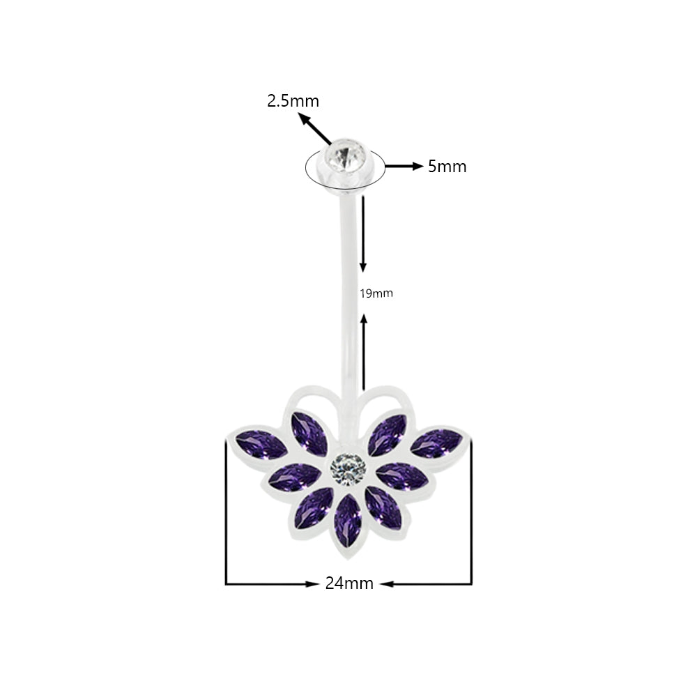 14G BioFlex Base CZ Jeweled Butterfly Navel Ring