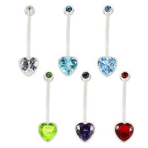 BioFlex Base Heart Jeweled Navel Ring