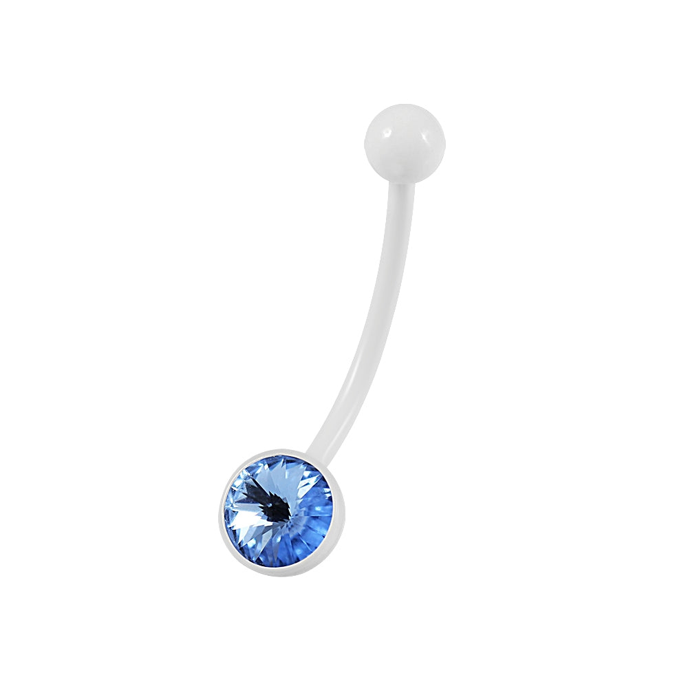 14G White BioFlex Base Round CZ Jeweled Navel Ring