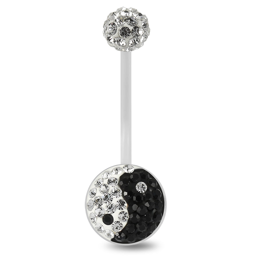 Multi Crystals jeweled yin yang Transparent BioFlex with Crystal Ferido Ball Top pregnancy Belly Ring