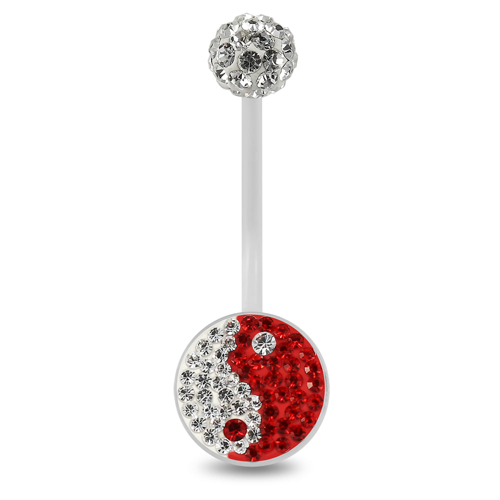 Multi Crystals jeweled yin yang Transparent BioFlex with Crystal Ferido Ball Top pregnancy Belly Ring