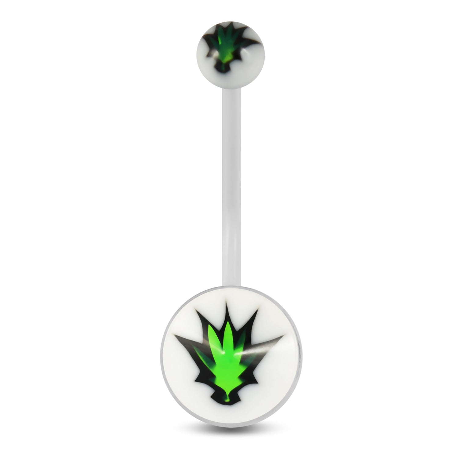 Marijuana Transparent BioFlex with UV Ball Top pregnancy Belly Ring