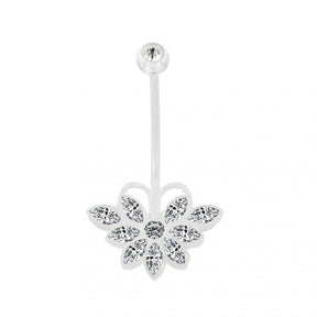 14G BioFlex Base CZ Jeweled Butterfly Navel Ring