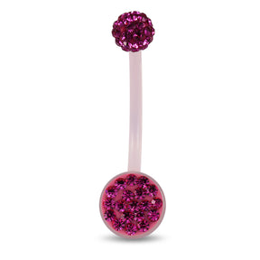 8mm Pink Base BioFlex with Crystal Ferido Top Ball Pregnancy Belly Ring