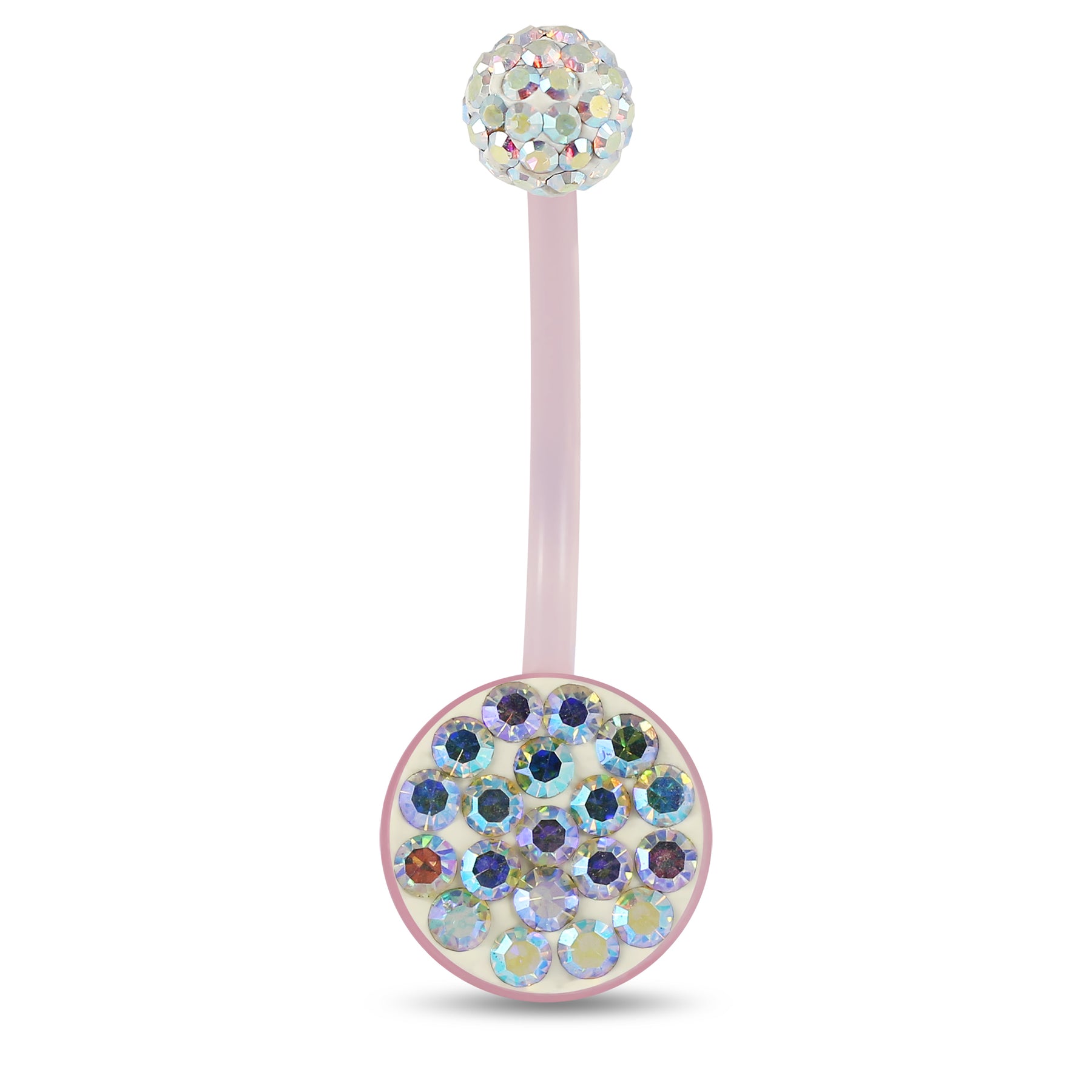 10mm Pink Base BioFlex with Crystal Ferido Top Ball  pregnancy Belly Ring
