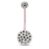 10mm Pink Base BioFlex with Crystal Ferido Top Ball  pregnancy Belly Ring