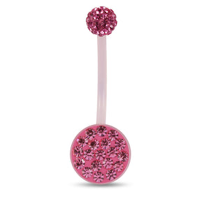 10mm Pink Base BioFlex with Crystal Ferido Top Ball  pregnancy Belly Ring