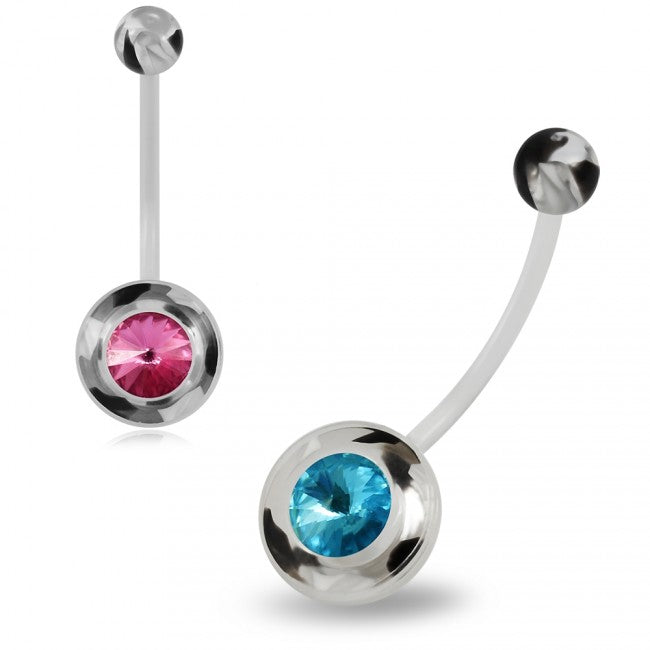 Clear Base BioFlex with UV Ball Top pregnancy Belly Ring