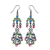 Multi Crystal Dangling Costume Earring