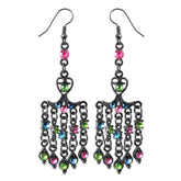 Brass and Rhinestones Dangling Costume Earring