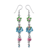 Multi Flower Costume Dangling Earring With Crystal