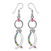 Multi Color Crystal Dangling Costume Earring