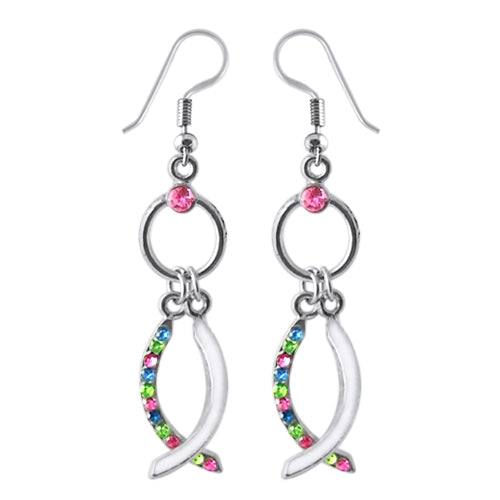 Multi Color Crystal Dangling Costume Earring