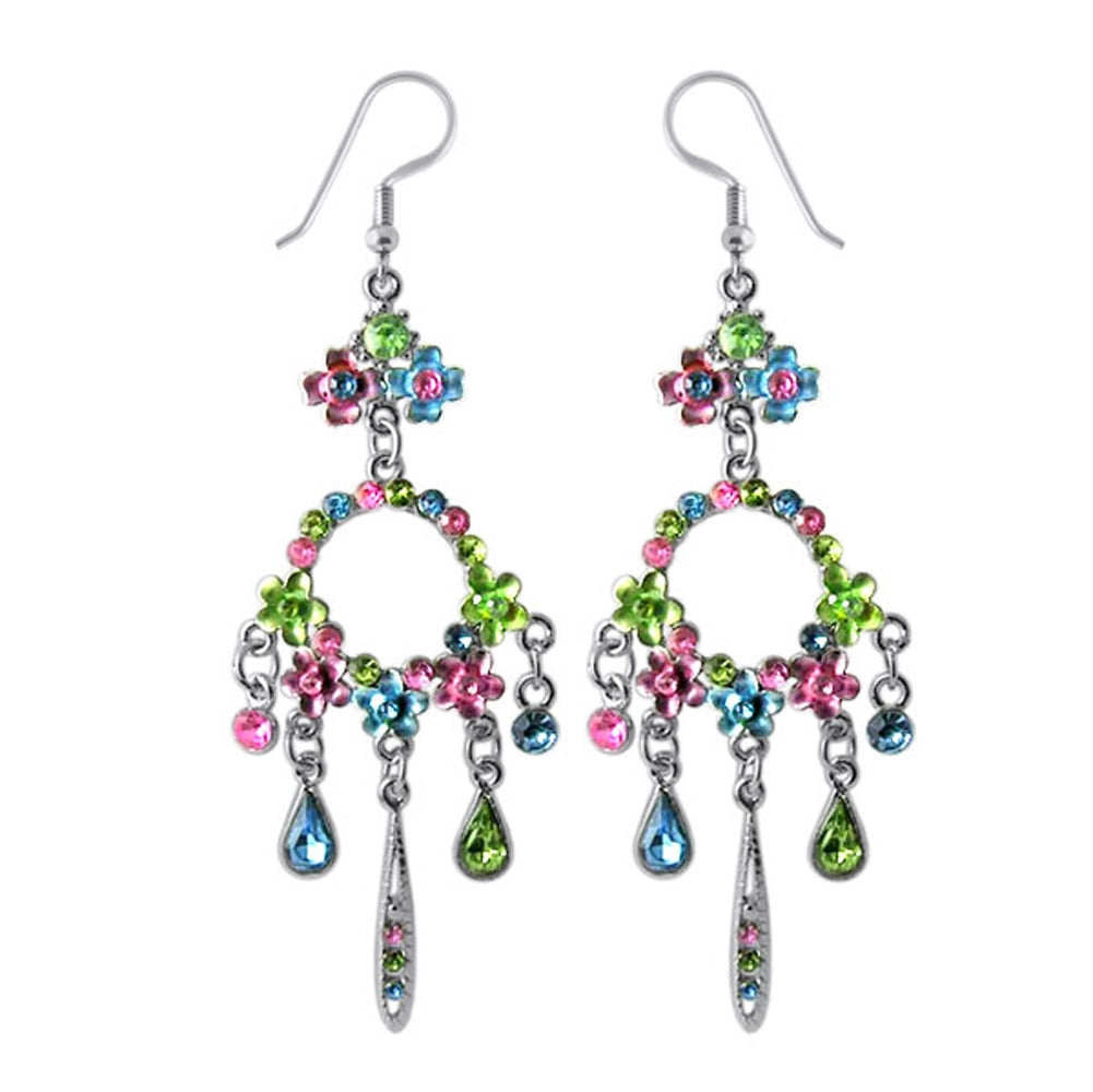 Multi Crystal Dangling Costume Earring