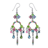 Multi Crystal Dangling Costume Earring