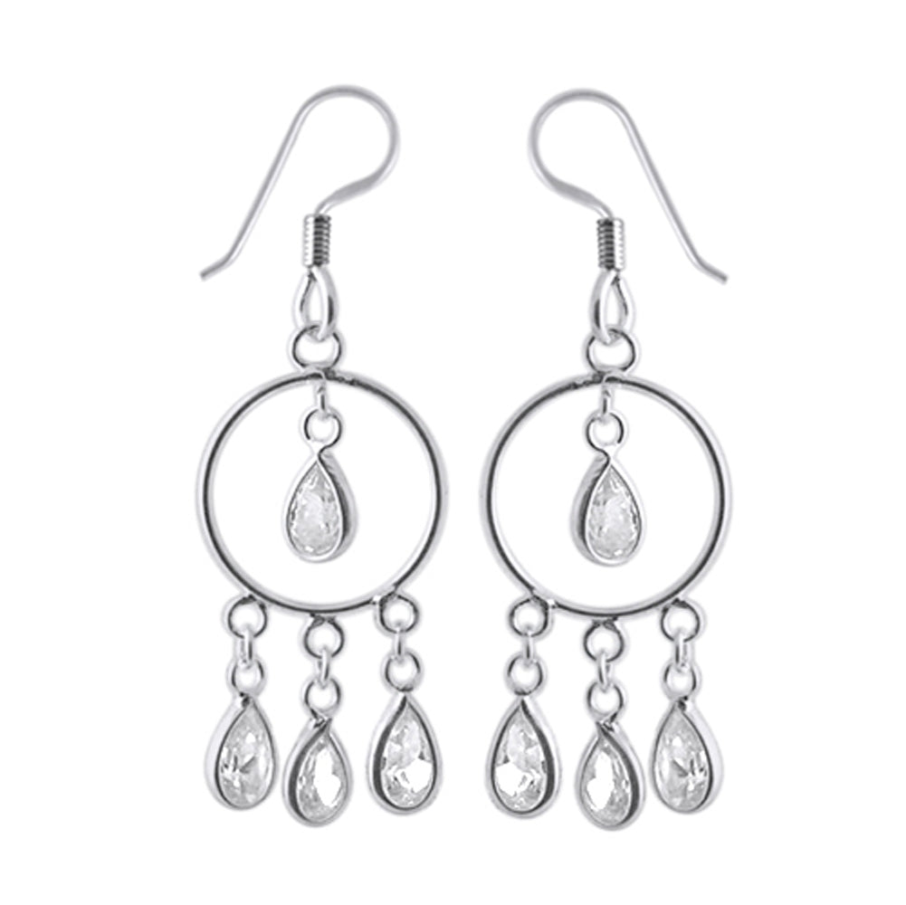 Silver Fancy Dangling Costume Earring