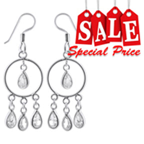 Silver Fancy Dangling Costume Earring