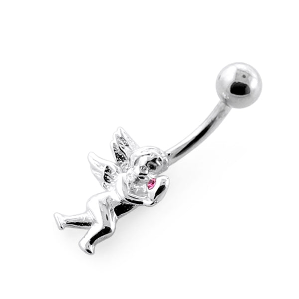 Baby Angel with Heart Navel Belly Bar
