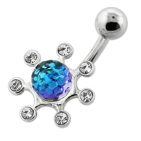 Multi jeweled Sun Rays Navel Belly Bar