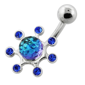 Multi jeweled Sun Rays Navel Belly Bar