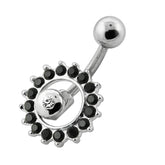 Rolling Sun Dangling Silver Navel Bar