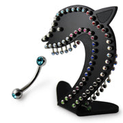 Curved barbells with Double side Jeweled Ball in a Display